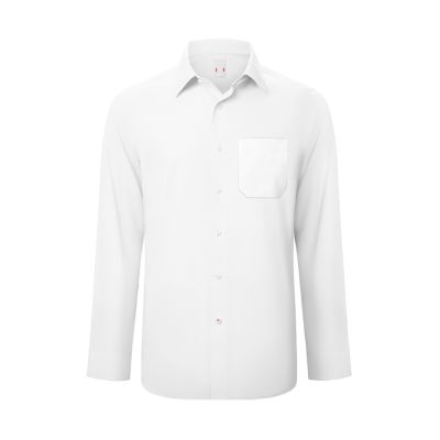 DSL001 เสื้อเชิ้ตผู้ชาย GQWhite™ เสื้อเชิ้ตผ้าสะท้อนน้ำแขนยาว สีขาว รุ่นมีกระเป๋า