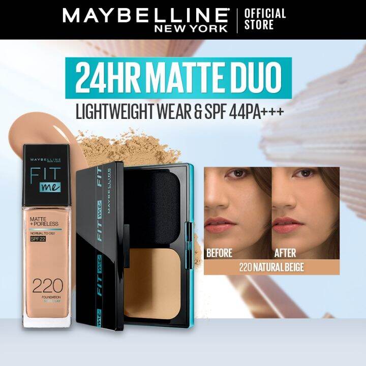 Maybelline Fit Me 24hr Matte Duo Oil Control Liquid Foundation 30ml And Powder Makeup Set 0173