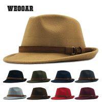 ผ้าขนสัตว์ชนิดหนึ่งผ้าขนสัตว์ชนิดหนึ่งสั้น Brim Fedora หมวกผู้หญิง Felt หมวกคาวบอย Fascinator หรูหราสุภาพสตรีหมวก British Retro แฟชั่น Casual Jazz หมวก