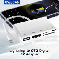 Lightning Ke HDMI USB 3 OTG Digital AV Adapterkabel Ke Ethernet 3.5Mm อะแดปเตอร์เสียงดองเกิล Sokongle Tvprojector