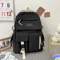 Large Capacity Canvas Black Backpack Light Simple Travel Bag Canvas Backpack Student School Bag Canvas Student Zipper Backpack