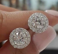 Simple and fashionable Rhinestone Round Earrings small and lovely style