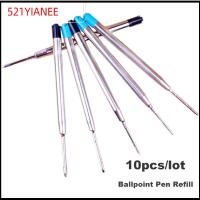 521YIANEE 10PCS/LOT 0.5mm ร้อน ลายเซ็น สำนักงาน โลหะ ปากกาลูกลื่นแบบเติม หมึกสีน้ำเงิน/ดำ แกนกลางปลายปากกา