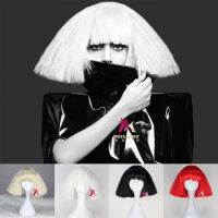 เลดี้ Gaga วิกผมสีดำสีบลอนด์สีขาวสังเคราะห์ผมคอสเพลย์วิกผมฮาโลวีนปาร์ตี้เครื่องแต่งกายวิกผมวิกผมหมวก