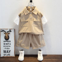 Boys Summer Short Sleeve Suit 2023 New Fashionable Handsome Trendy Childrens Clothing Summer Childrens Baby Workwear Two-Piece Suit