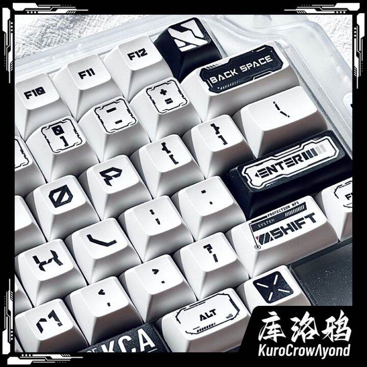 kca-white-tech-keycaps-ระเหิด-kca-ความสูง-keycaps-140-key-pbt-keycap-แป้นพิมพ์เครื่องกล-keycaps-ชุด-pc-gamer-อุปกรณ์เสริม