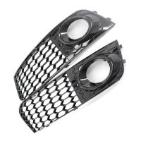 Honeycomb Mesh Frame Fog Lamp Grille Accessories Parts for Audi A4 B8 RS4 2009-2012 Glossy Black 8KD807682 8KD807681