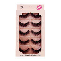 AWEI1 5คู่ขนตาปลอมธรรมชาติ3D หนาแน่น Mink Hair Premium Lashes สำหรับ Party ขนตาปลอมธรรมชาติ