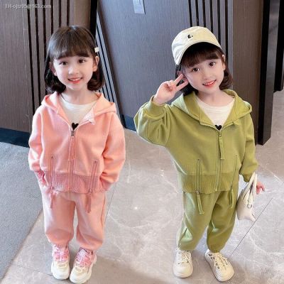 Girls spring 2023 new suit western style small childrens clothing fashionable female baby sports leisure two-piece tide