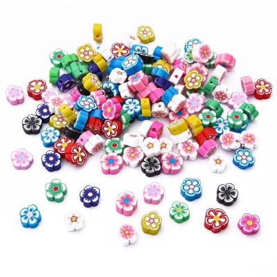 30Pcs/Lot 10x4mm Colorful Flower Shape Soft Ceramic Beads Polymer Clay Spacer Beads For Jewelry Making DIY Bracelet Acce
