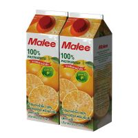 [ส่งฟรี] Free delivery Malee Pasteurized Sai Num Phueng Orange Juice 1ltr. Pack 2 Cash on delivery เก็บเงินปลายทาง