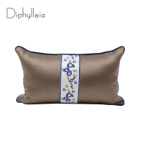 Diphylleia Elegant Chinese Plum Embroidery Lumbar Pillow Cover Rectangle Cushion Case Bolster Pillowcase 30x50cm Chic Home Decor