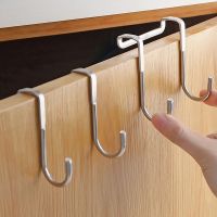 【YF】 2PC door hanger hook stainless steel punch-free cabinet traceless clothes rear wall-mounted up