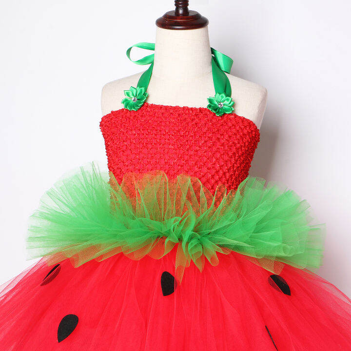 red-green-strawberry-dresses-for-girls-princess-tutu-dress-with-flowers-headband-toddler-kids-girl-costume-for-birthday-party