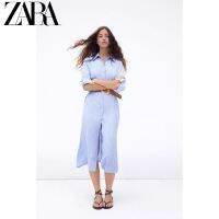 Zara3.6 ZA ชุดเดรสเอวบางชุดลายทาง Kemeja Ikat Pinggang ของผู้หญิงใหม่7789951