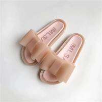 Summer Home Bath Ladies melissaˉSolid Color Big Butterfly Flat Outerwear Casual Slippers Jelly