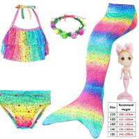 New !Children Swimming Mermaid Tail Bikini Set can With Monofin Or No Monofin Costumes Cosplay Swimsuit Bathing Suit for Girls