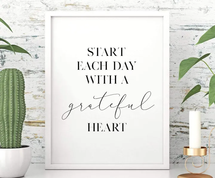 Wall Art Signwooden Prints Printable Start Each Day With A Grateful Heart Motivational Canvas Painting Poster Inspirational Quotes Wood Signs For Home Decor Gift Idea - Home Decor Quotes Signs