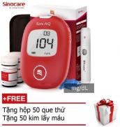 Bộ máy đo đường huyết Sinocare Safe AQ tặng 1 hộp 50 que thử và hộp 50 kim