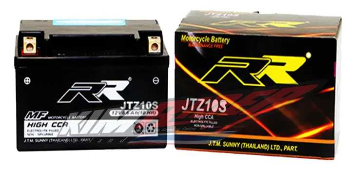 แบตตอรี่-rr-แบตเตอรี่แห้ง-แบตมอเตอร์ไซต์-พร้อมใช้-jtz-10s-12v-8-6ah-สำหรับ-mt07-09-r1-yzf-r6-gpx-cr5-gsx-r1000-cb-cbr500-650-cbr1000rr-cbr650f-cbr-500x-benelli-600i-bmw-g650x-s1000r-s1000rr-dwaฑ