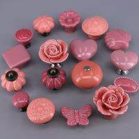 ◑✠❣ 1PC Lovely pink Ceramic Door Handles Kids Furniture Knobs and Handles Kitchen Cabinet Cupboards Drawer Pulls