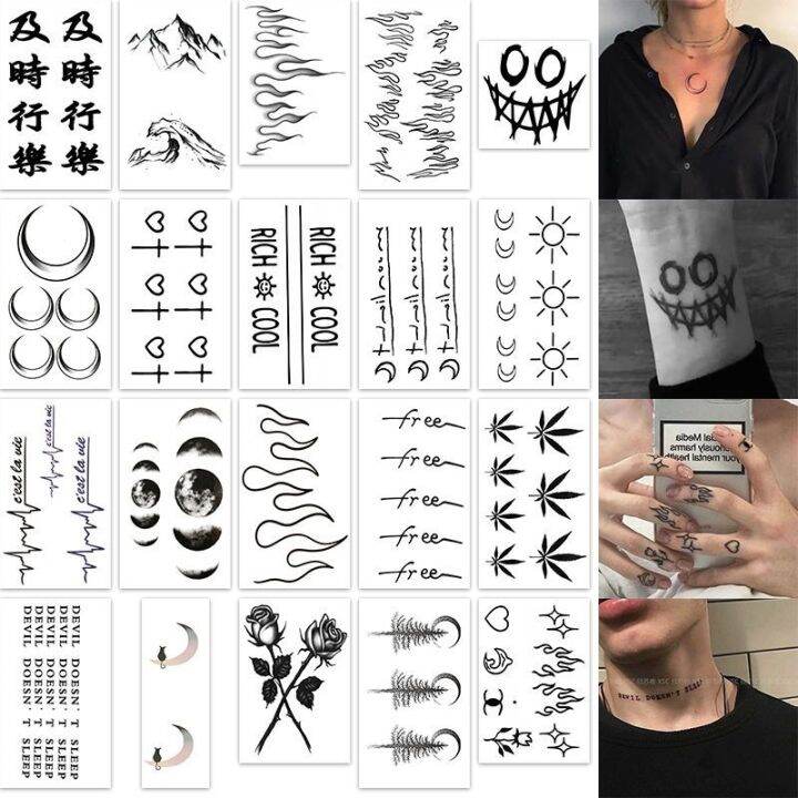 【Original】 Tattoo paste waterproof male flowers arm neck roses wash not ...