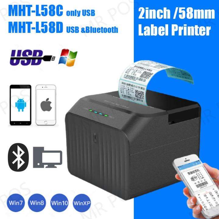 Free label 58mm USB Bluetooth thermal label printer 2inch desktop barcode printer label