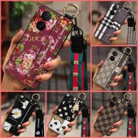 Fashion Design Plaid texture Phone Case For VIVO IQOO Z7/Z7X Original Wrist Strap Dirt-resistant cartoon Wristband TPU