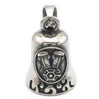 Mens Boys Cool Metal Engine Bell Pendants Punk Hip Hop Rock Bike Motorcycle Style Flame Necklace Locomotive Party Jewelry Gifts