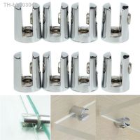 ❦ﺴ☽ 8Pcs Thicken Glass Bracket Fixed Clamp Adjustable Screw Smooth Durable Bookcase Wine Cabinet Shelf Support Plate Clamp Home