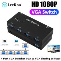 LccKaa 4 In 1 Out VGA Switcher 4 Port VGA Manual Sharing Selector Switch Box VGA to VGA Switcher for PC TV Box Monitor Projector Cables