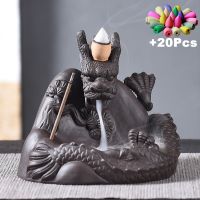 Creative Dragon Incense Burner Chinese Mascot Hand Made Ceramic Incense Stick Holder Home Office Decor With 20Cones Gift