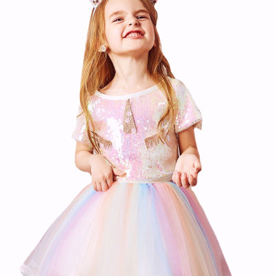 Clothing Sets Baby Girls Clothes Summer Princess Party Colorful Tutu Dress Kids Birthday Ball Gown Dresses Mesh Skirt Two Piece