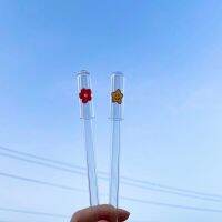 Japanese-style cute Crayon Shin-chan glass straw dust-proof cap simple heat-resistant borosilicate glass dust-proof cap