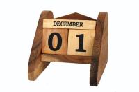 Wood Toy  ปฏิทิน ตั้งโต๊ะทำงาน ปฏิทินไม้ Classic wooden calendar white Eng letter