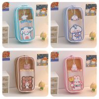 Cute Girl Creative Simple Pencil Case Stationery Bag Transparent Large-capacity Student Pencil Case INS Japanese Pencil Case Pencil Cases Boxes