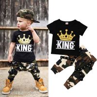 2pcs Kids Toddler Baby Boy Clothes Set Print Tops T-shirt Camo Pants Outfits Set Children Little Boys Clothing 0-5 Years