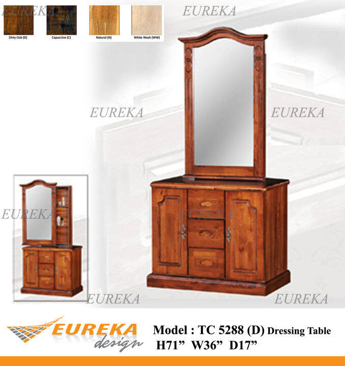 EUREKA 5288 3ft Dressing Table Wood with Mirror and Drawer / Meja Solek