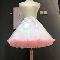 ผู้หญิง45ซม. Lolita Cosplayticoat A-Line Puffy Tutu กระโปรง Layered Tulle บัลเล่ต์เต้นรำ tiskirts Big Bowknot Underskirt