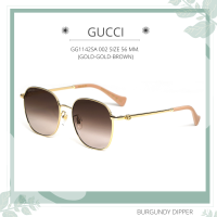 แว่นกันแดด GUCCI : GG1142SA 002 SIZE 56 MM. (GOLD-GOLD-BROWN)