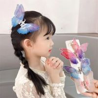 Moving Butterfly Barrette Double Layer Tulle Butterfly Hair Clip Kids Colorful Hairpin Sweet Cute Butterfly Barrette Accessories