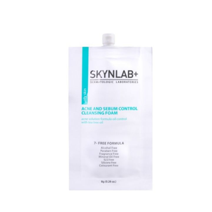 skynlab-แอคเน่แอนด์ซีบัมคอนโทรลคลีนซิ่งโฟม-8-กรัม-ผลิตภัณฑ์ทำความสะอาดผิวหน้า-โฟม-ครีม-ล้างหน้า-สำหรับคนผิวมัน-acne