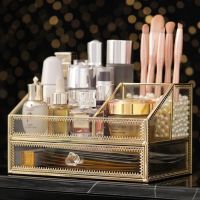 【YD】 Glass Storage Makeup Organizer Perfume Make Up Tools for Cotton Jewelry Display Rack