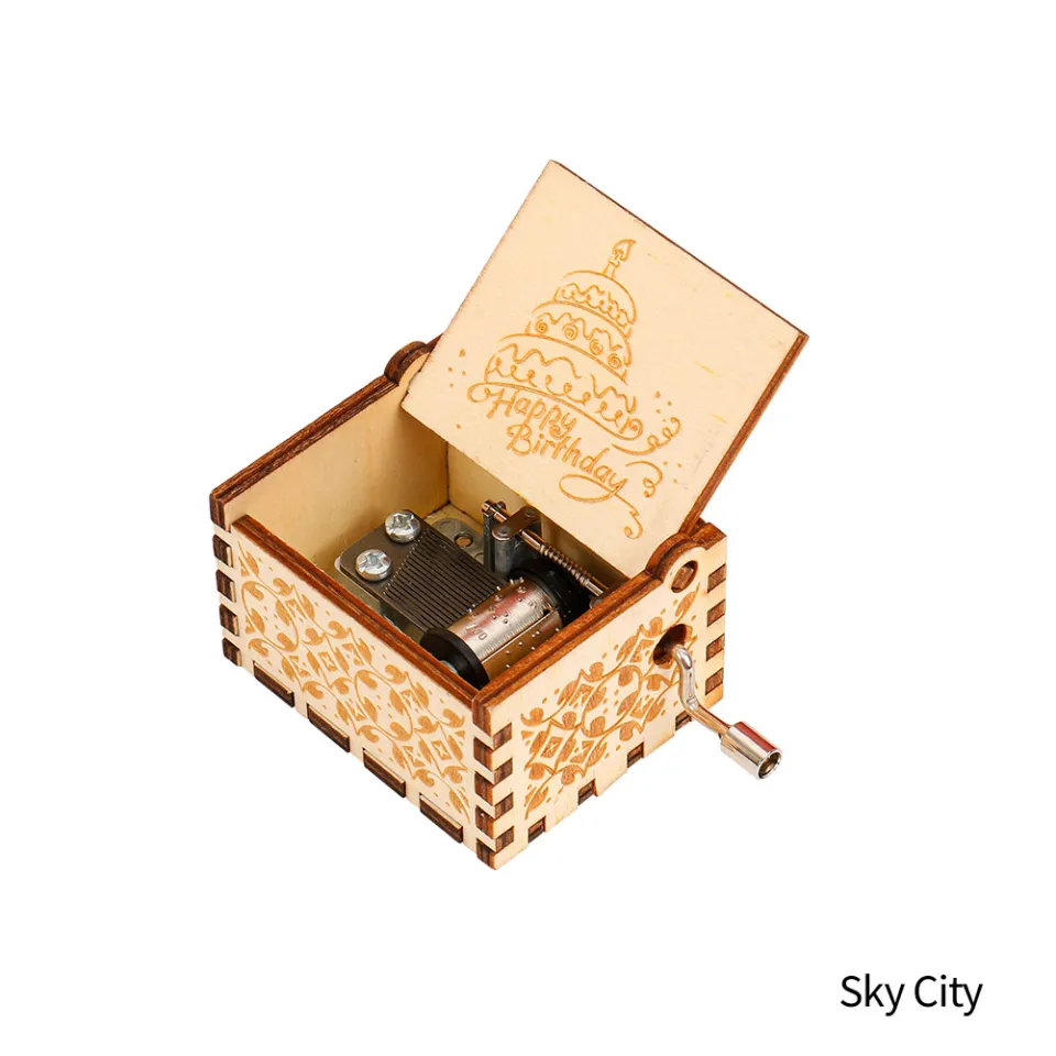 Anime Haikyuu Print Castle In The Sky Music Box Wooden Hand Music Box Kids  Friend Cute Christmas New Year Gift Casket Decoration