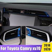 ช่องระบายอากาศสำหรับรถยนต์โตโยต้าแคมรี่2018 2019 2020 XV70คอนโซลหน้ากลางรถยนต์ตกแต่งกรอบอุปกรณ์เสริมฝาครอบ