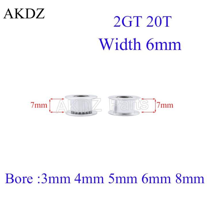 2เมตร2gt-20ฟัน-synchronou-idler-ลูกรอกเจาะ3-4-5-6-8mm-กับแบริ่งสำหรับ-gt2เปิดเข็มขัดกว้าง6-10mm-20ฟัน20-t-ล้อ-pive