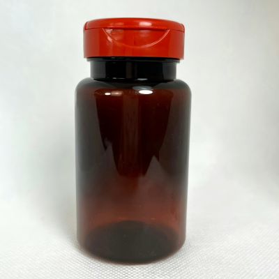 ขวดพลาสติก PET ขนาด 100 ml. สีชาเงา ฝาพลาสติกสีแดง 38 มิล กระปุกพลาสติก PET ขนาดบรรจุ 100 มล.