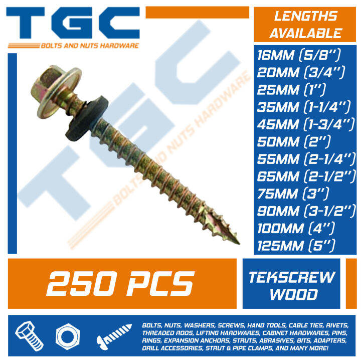 250 PCS Tekscrew 12 x 16 / 20 / 25 / 35 / 45 / 50 / 55 / 65 / 75 / 100