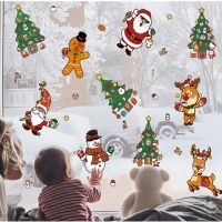 2022 New Year Christmas Sticker Ornaments Children Cartoon IDY Puzzle Sticker Christmas Home Window Decoration Navidad Natal