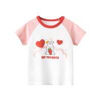 Girls T-shirts 2023 Summer Kids Tops Korean Version Cute Rabbit Cartoon Pattern Cotton Comfortable Babys Clothes